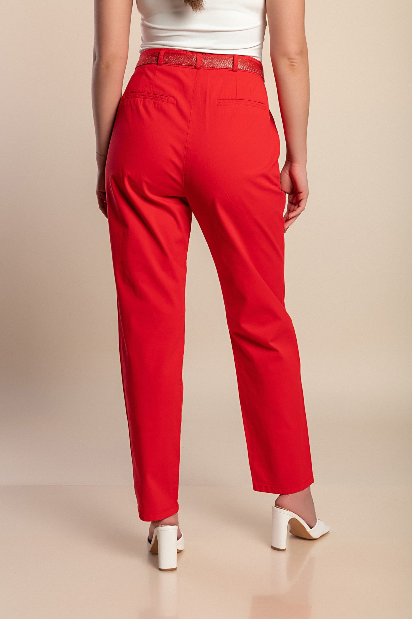 Pantaloni di cotone taglie forti, rossi