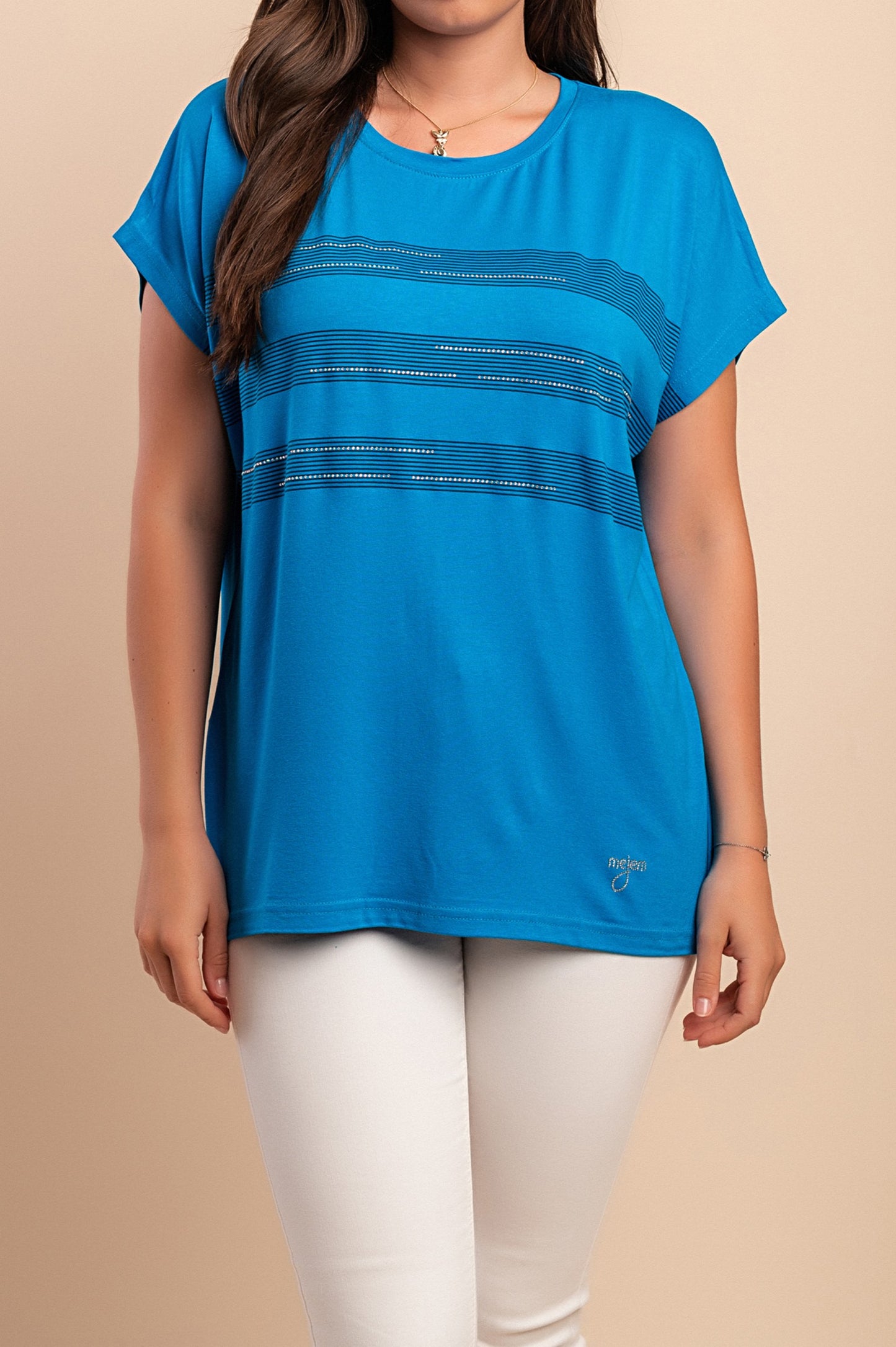 T-shirt girocollo, blu reale