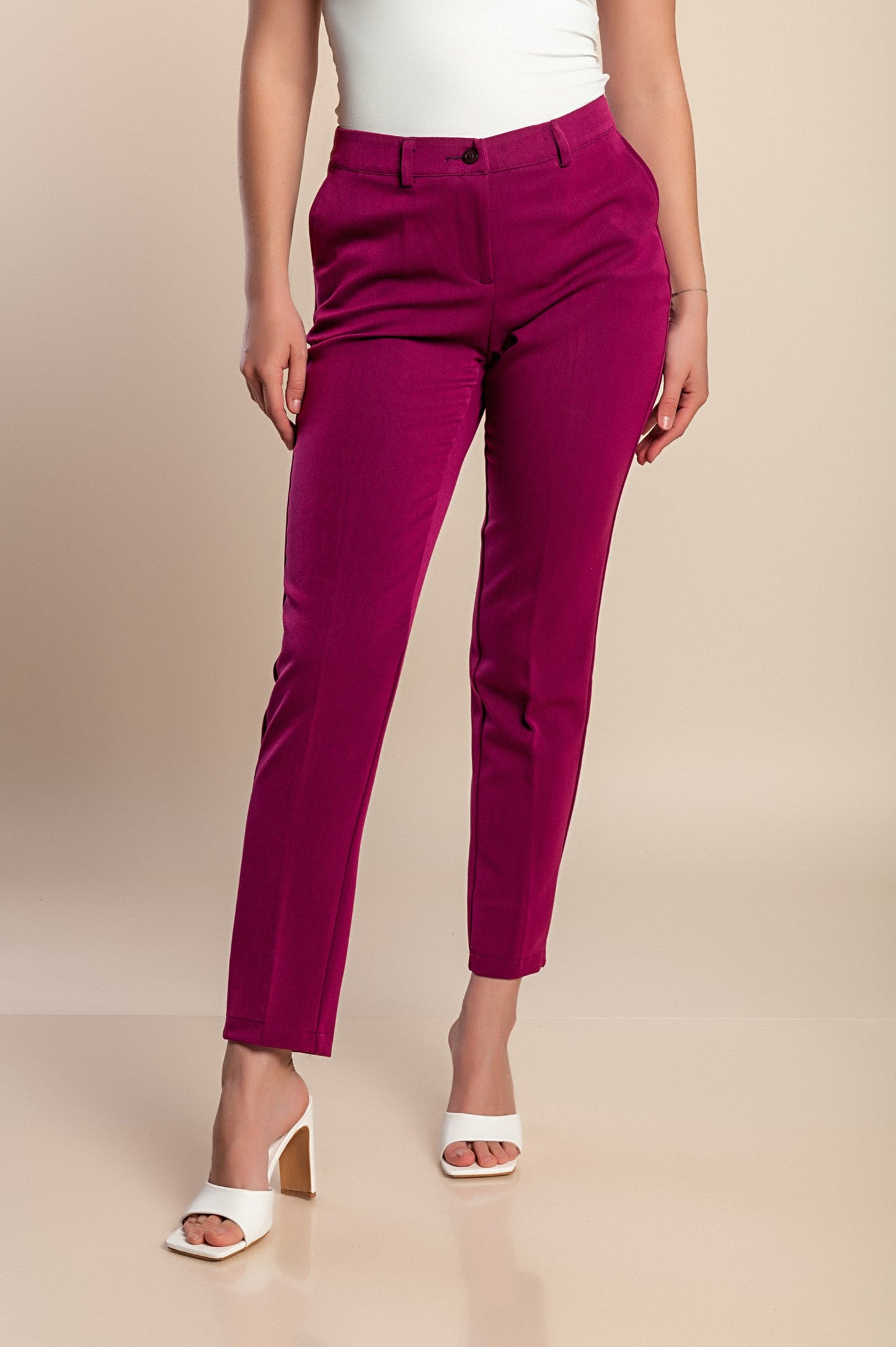 Pantaloni taglie forti, ciclamino