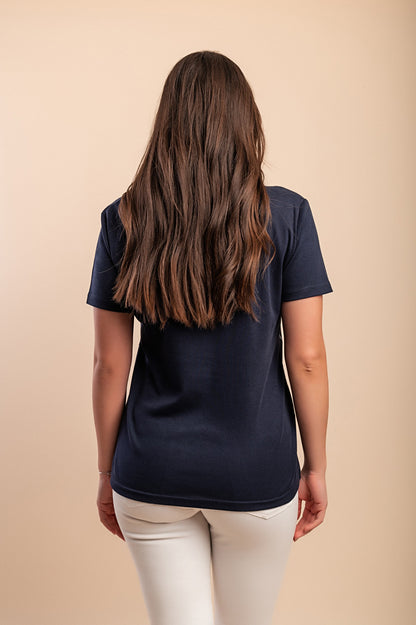 T-shirt in cotone con stampa, blu scuro