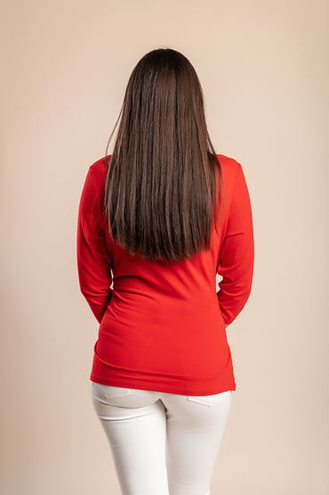 Top con scollo a V taglie forti, rosso