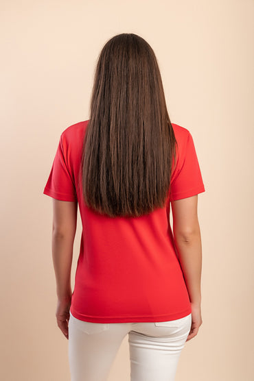 T-shirt in cotone con stampa, rossa