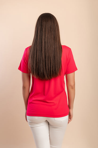 T-shirt in cotone con stampa, rosa