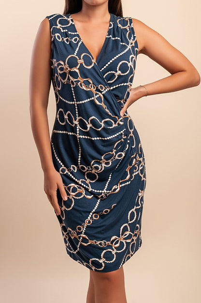 Vestito taglia forte con stampa, blu