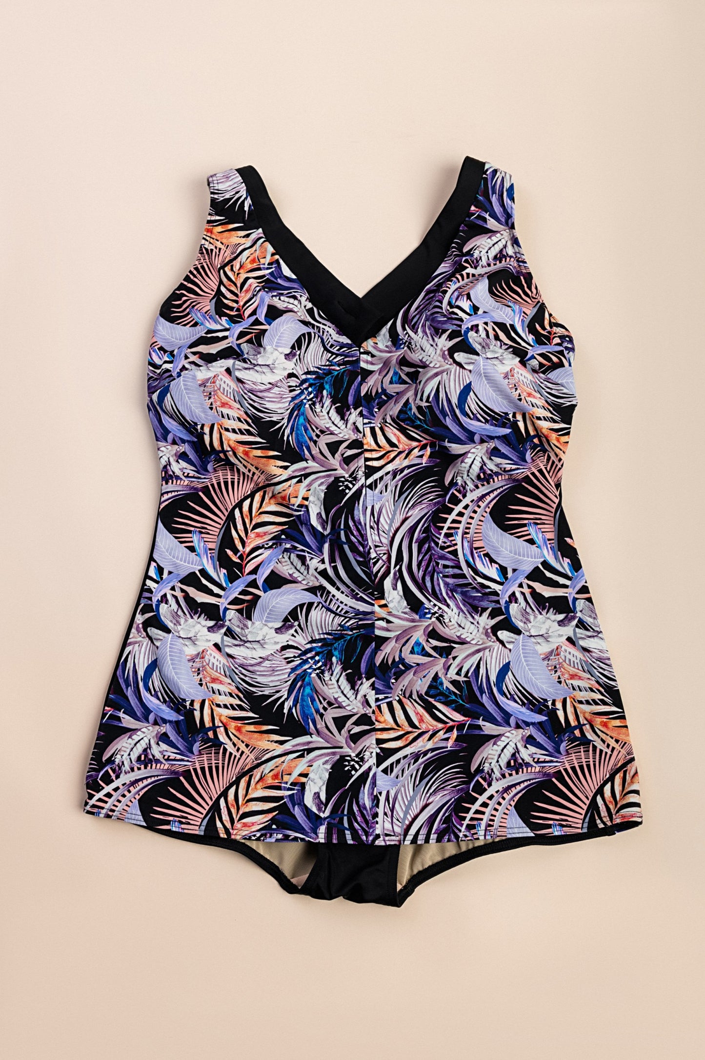 Costume da bagno stampato taglie forti, nero