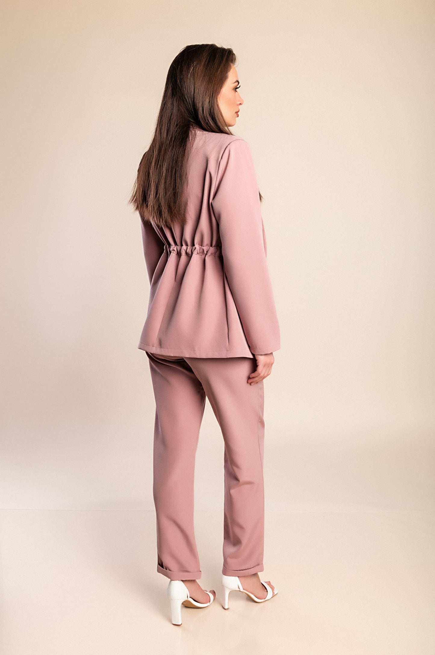 Completo elegante blazer e pantaloni, rosa chiaro