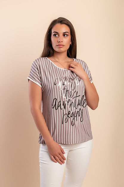 T-shirt stampata, beige