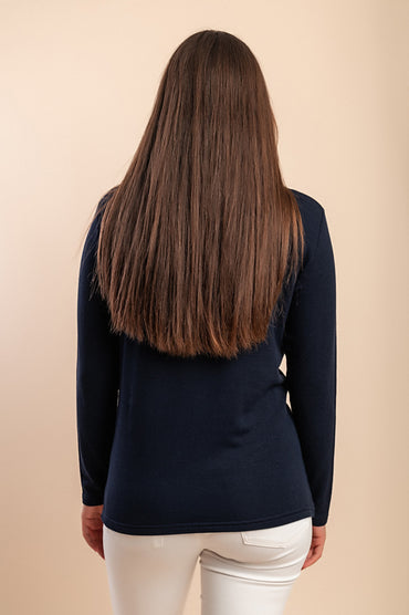 Maglia in cotone a maniche lunghe, blu scuro