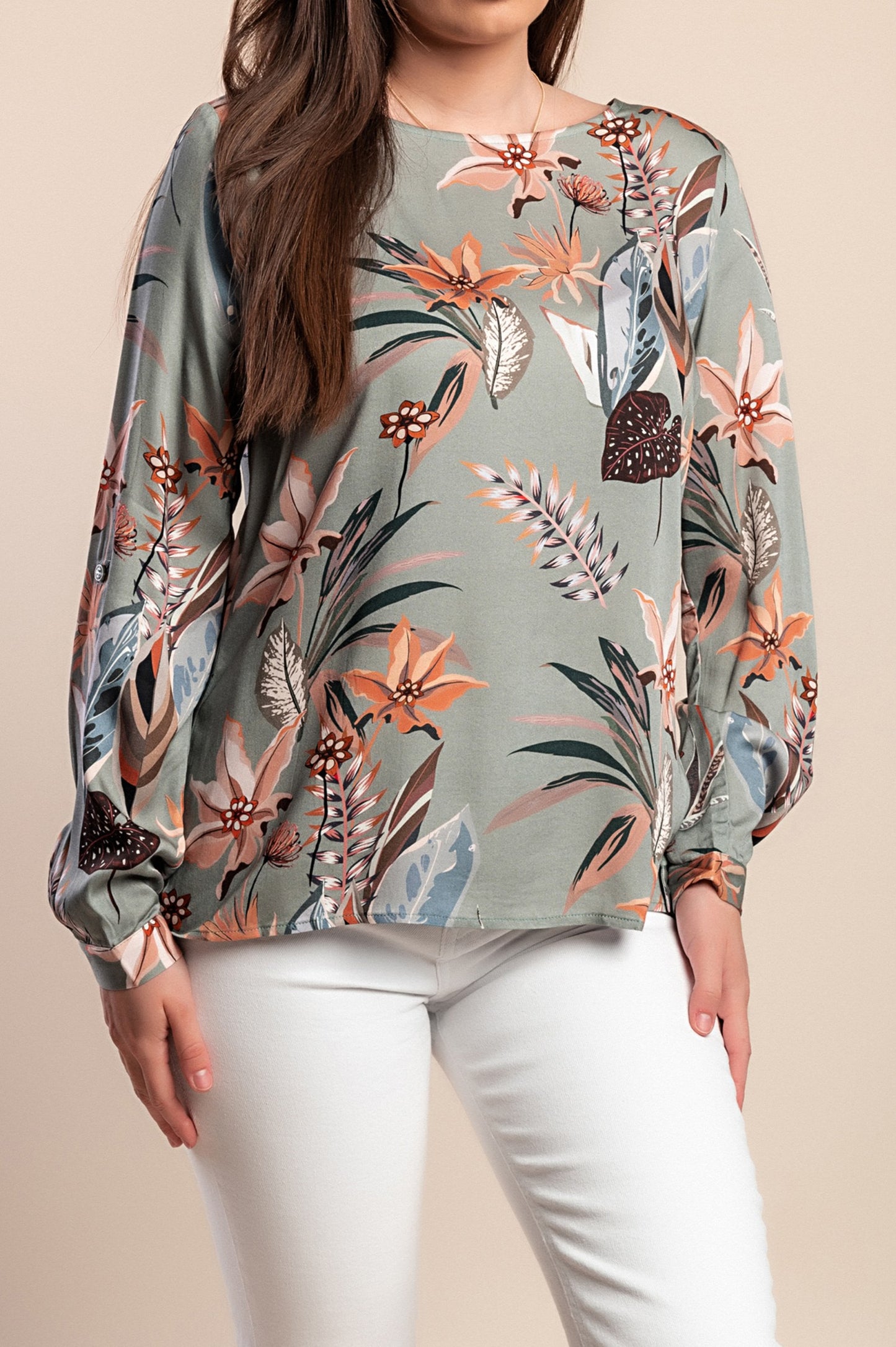 Top stampato, grigio