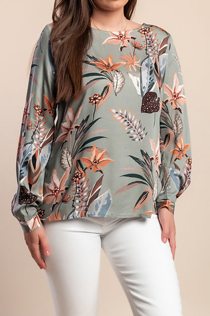 Top stampato, grigio