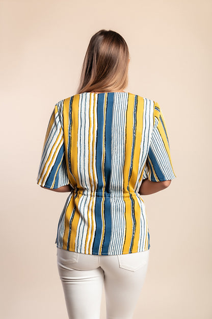 Camicetta con stampa a righe, blu