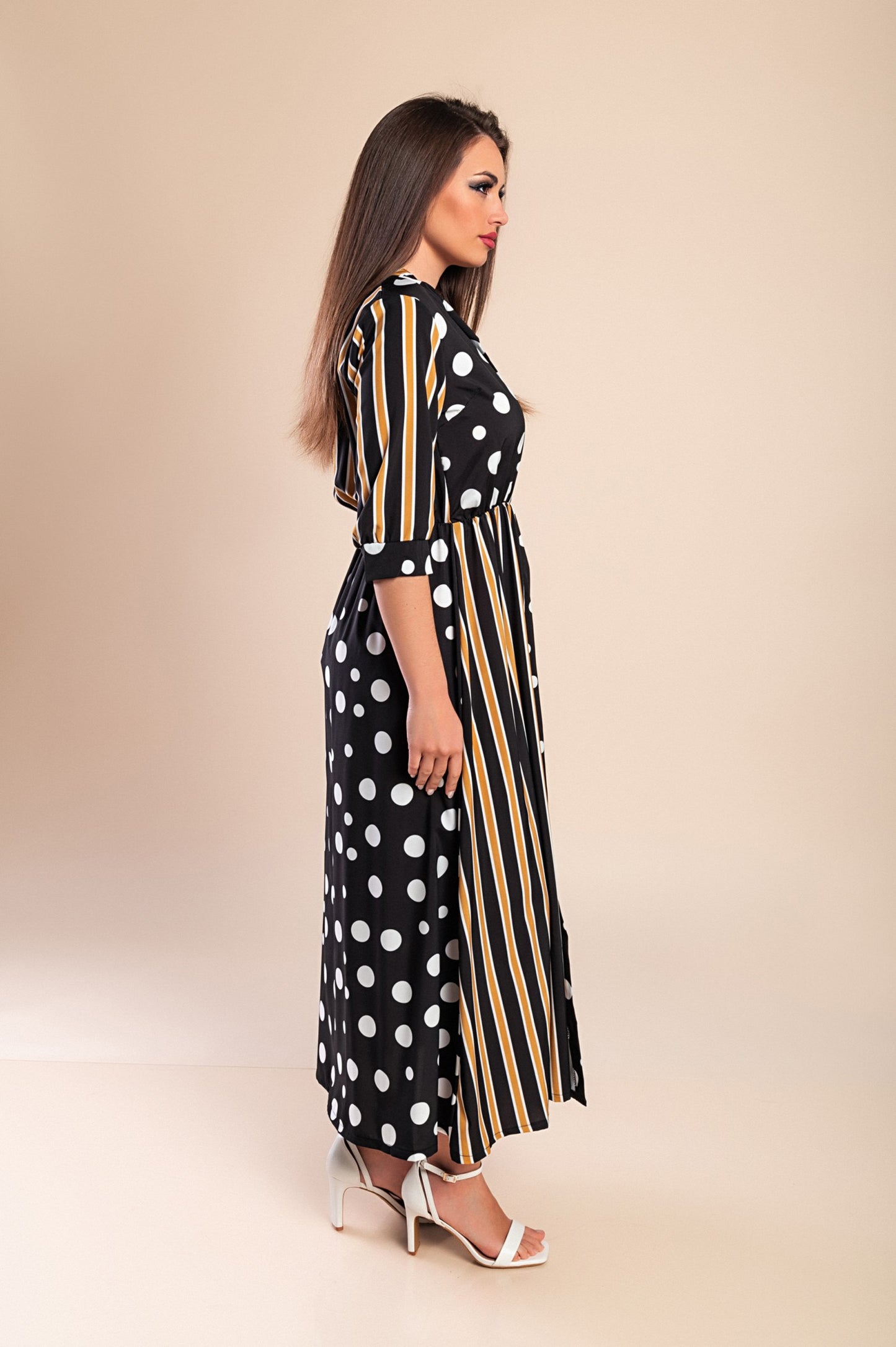 VESTITO MAXI ELEGANTE CON STAMPO MORI