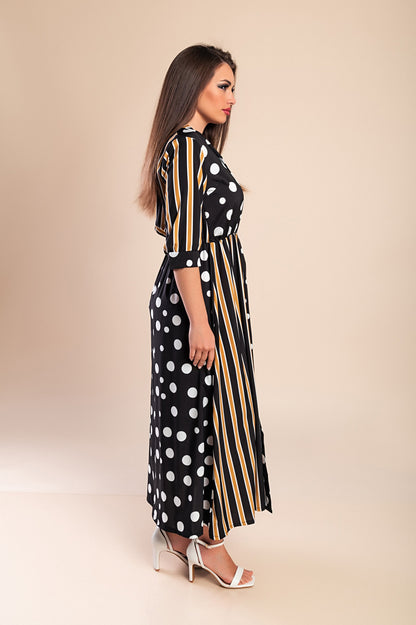 VESTITO MAXI ELEGANTE CON STAMPO MORI