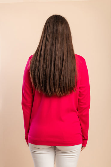 Felpa con zip in cotone, rosa