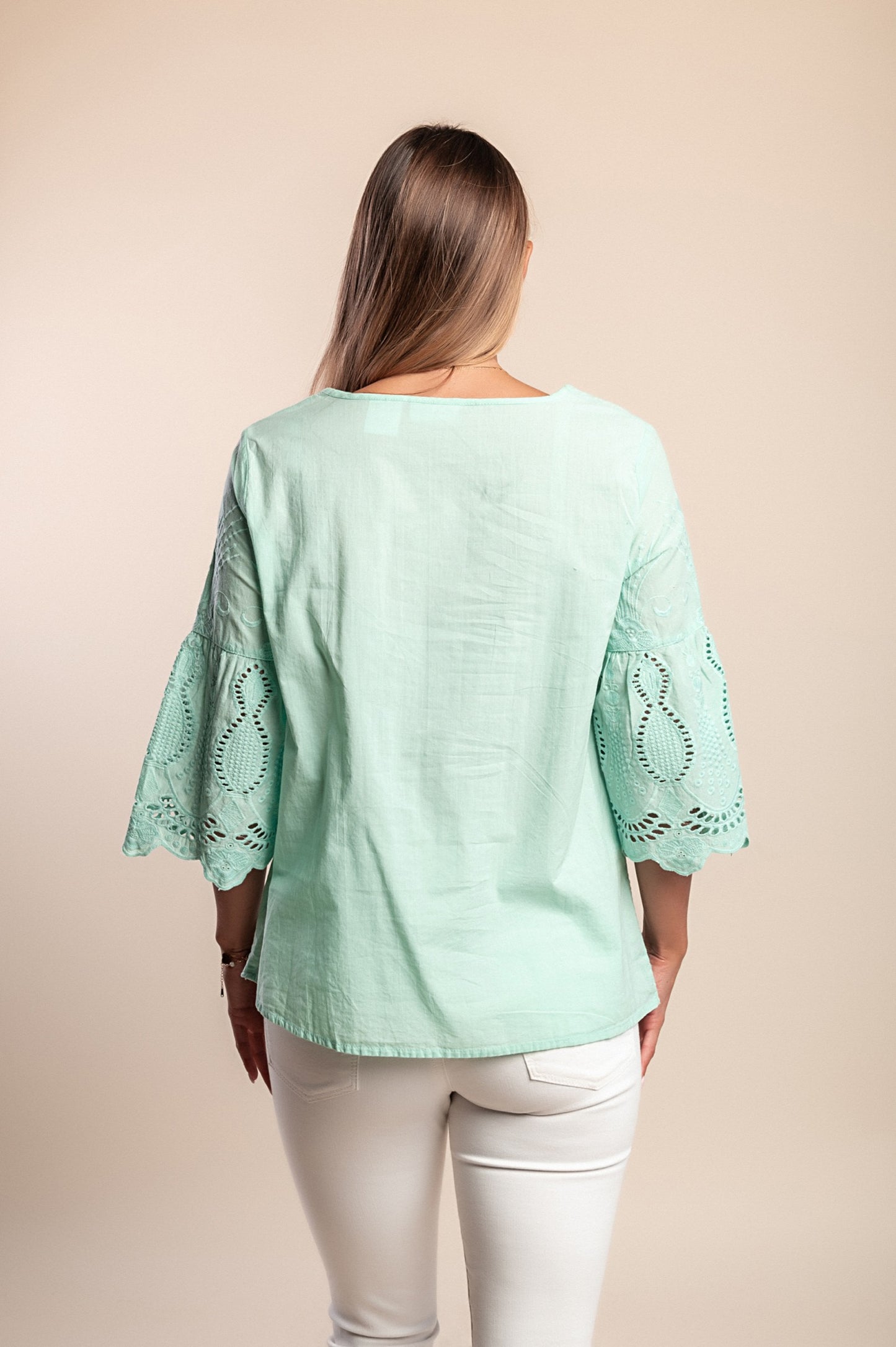 Camicetta con maniche a 3/4, verde chiaro