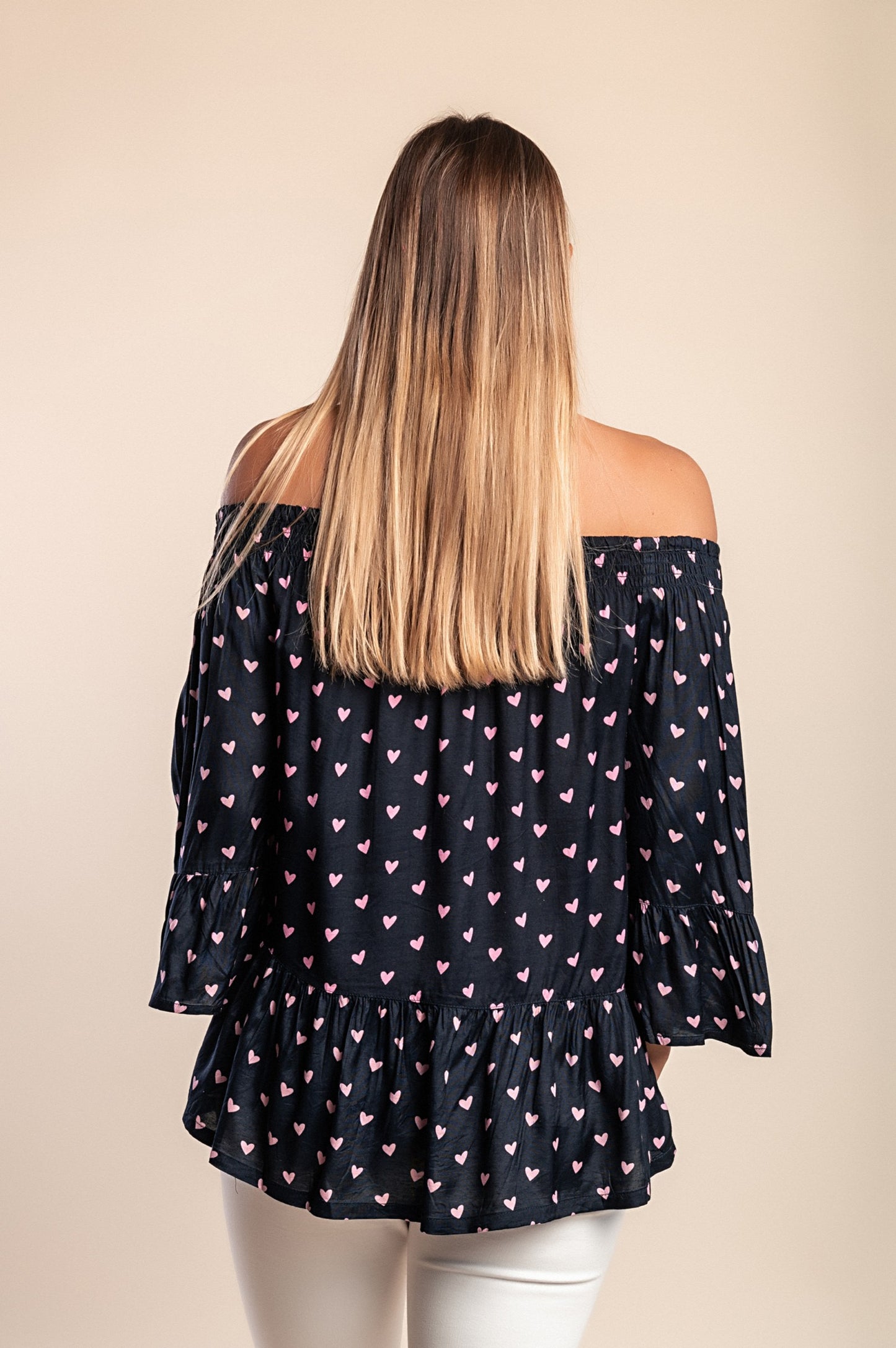 Top stampato, blu scuro