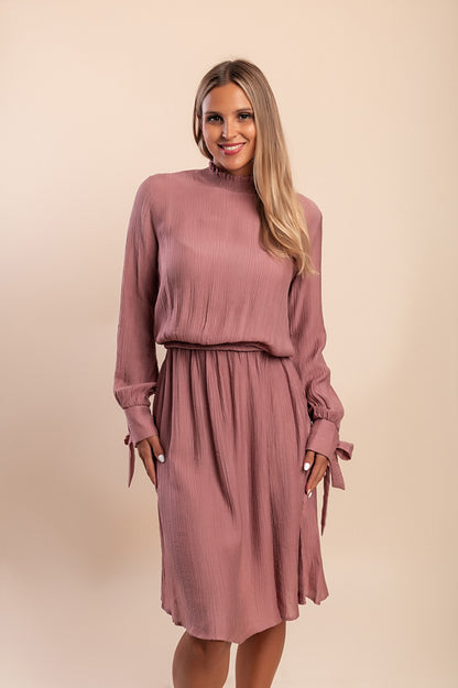 Abito midi con maniche lunghe, rosa antico