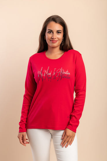 Maglia in cotone a maniche lunghe, rosa