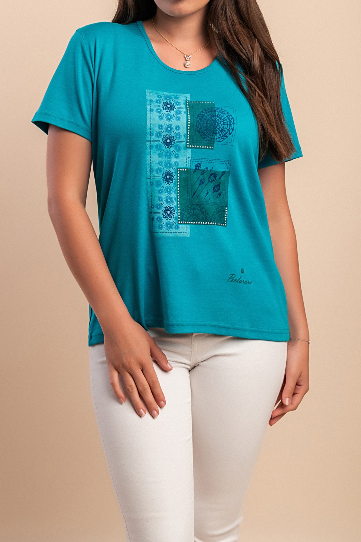 T-shirt in cotone con stampa, rosa