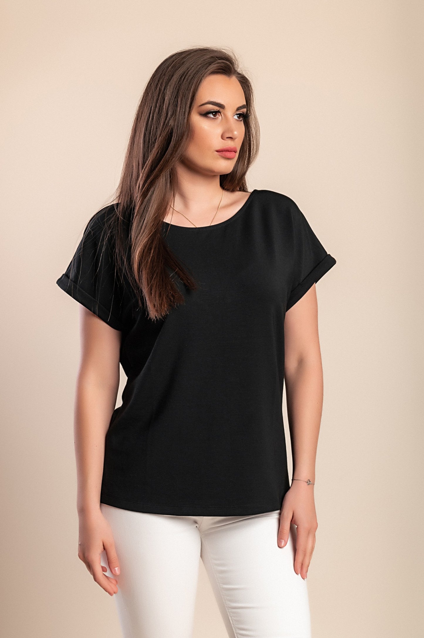 Maglietta girocollo, nera