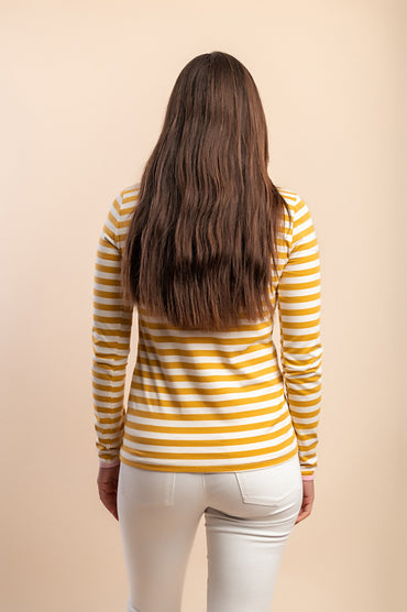 Top in cotone con stampa a righe, giallo
