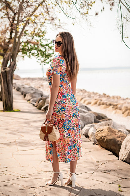 Maxi abito con stampa floreale, multicolor