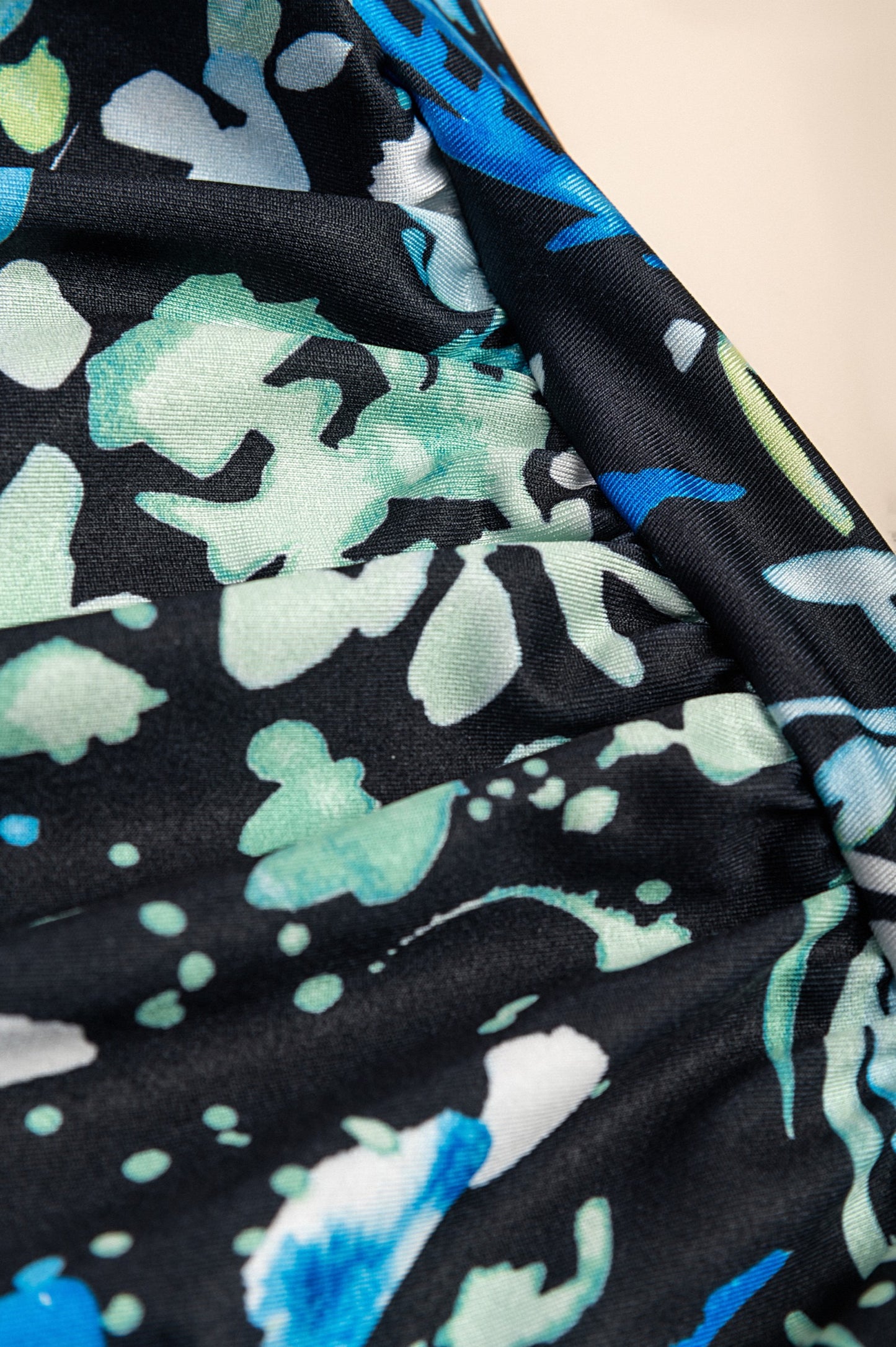 Costume da bagno stampato taglie forti, blu