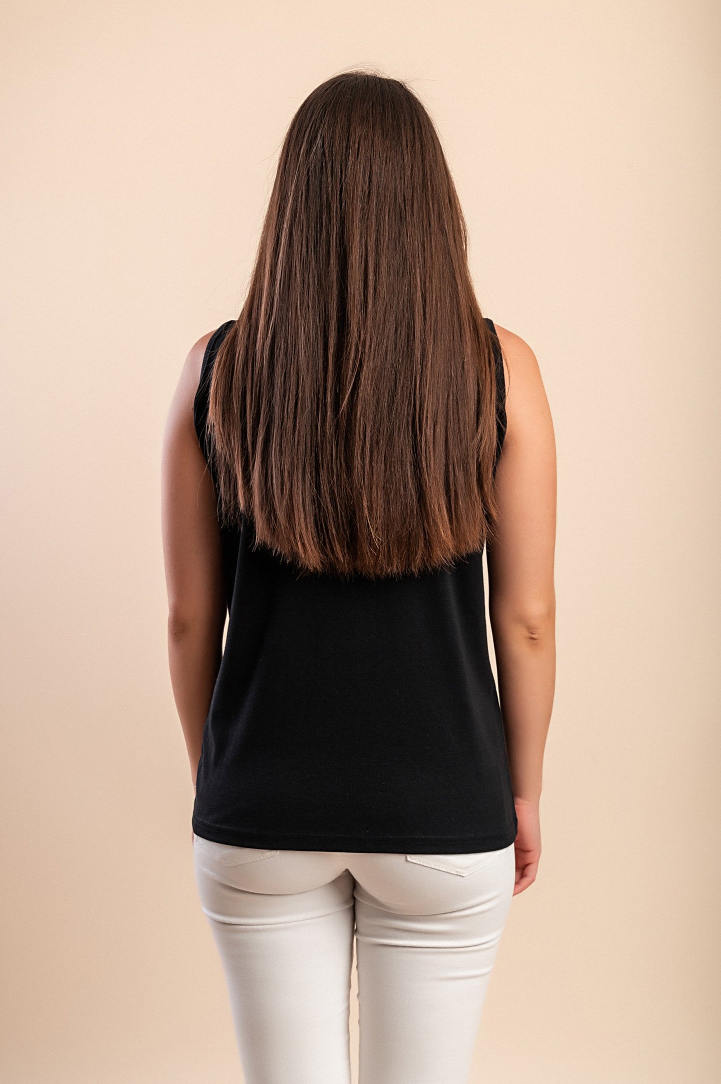 Camicia senza maniche in cotone, beige