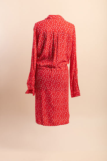 Abito midi taglie forti con stampa, rosso