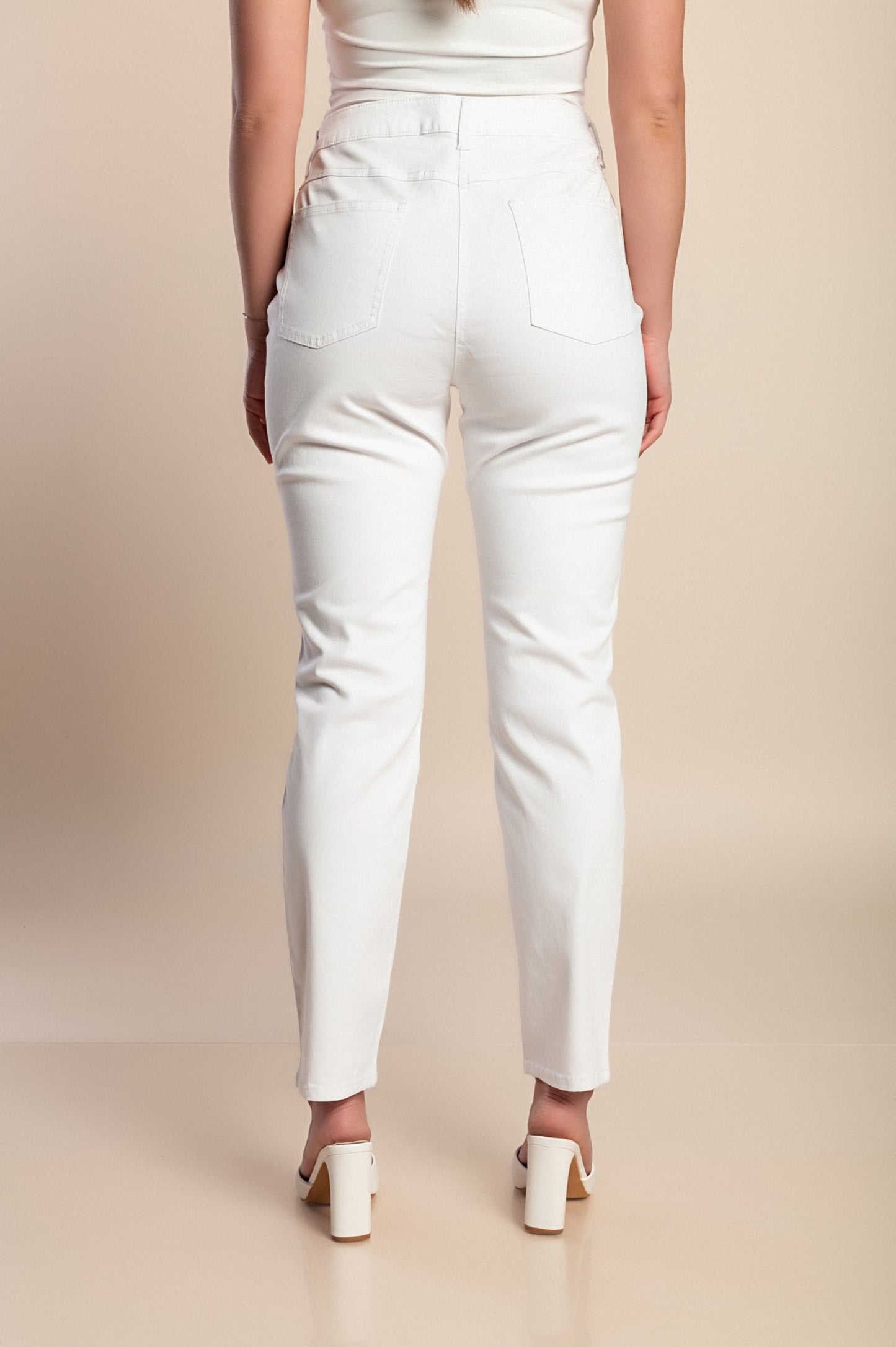 Pantaloni di cotone taglie forti, bianchi