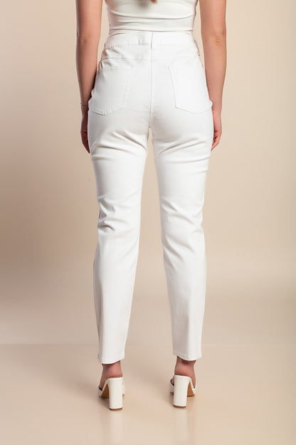 Pantaloni di cotone taglie forti, bianchi