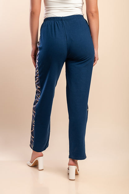 Pantaloni in cotone stampato, blu