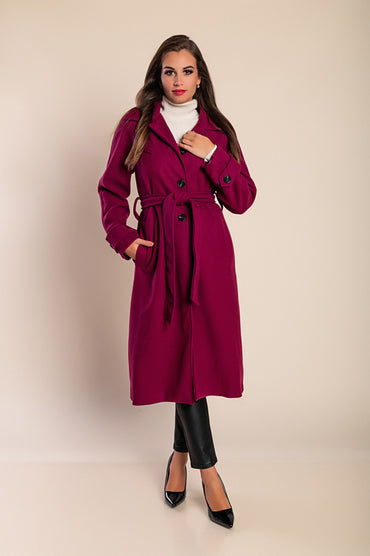 Cappotto elegante con bottoni, fucsia