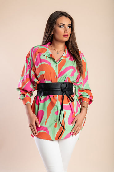Camicia lunga con stampa, multicolore