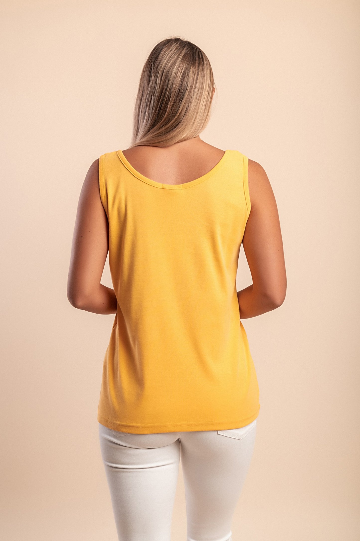 Top senza maniche in cotone, arancione