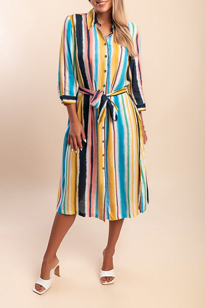Abito camicia stampato, multicolore