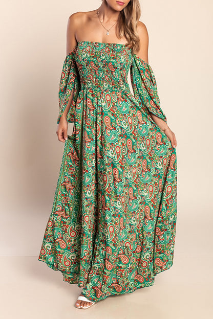 Abito maxi con stampa, multicolore