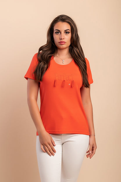 T-shirt in cotone con nappe, blu scuro