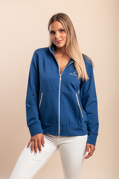 Felpa con zip in cotone, lilla